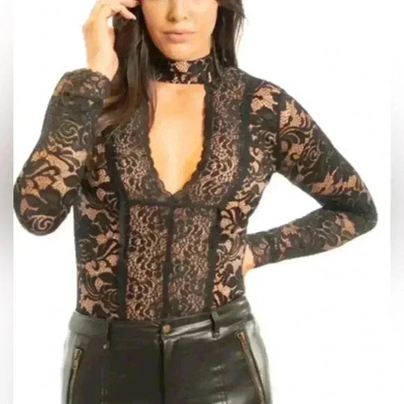 BLACK WIDOW LACE BODYSUIT TOP WINDSOR SIZE SMLL TO MED FITS - Picture 1 of 11